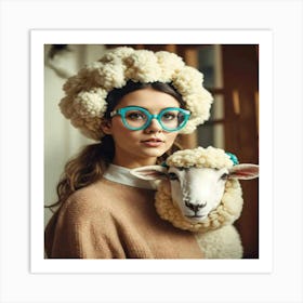 Girl With A Sheep 1 Art Print