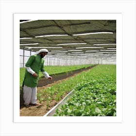 Man In A Greenhouse Art Print