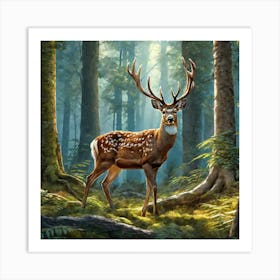 Deer In The Forest 154 Art Print