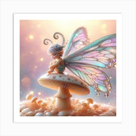 Fairy On A Mushroom Art Print