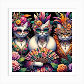 Cat Elegance: The Masquerade Ball Art Print