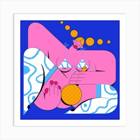 Dear Body Pink & Blue Square Art Print