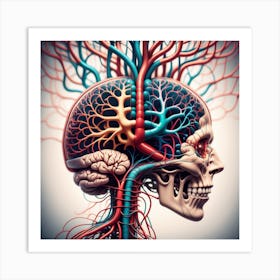 Human Brain With Blood Vessels 10 Art Print