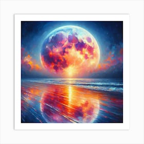 Full Moon Over The Ocean 14 Art Print