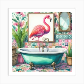 Flamingo Bath Art Print