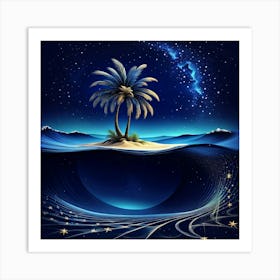 Palm Tree In The Ocean Art Print