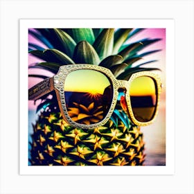 Sunglasses On A Pineapple Art Print