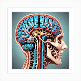 Human Head With Blood Vessels 1 Art Print