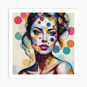 Womans Face With Polka Dots Abstract Art Print