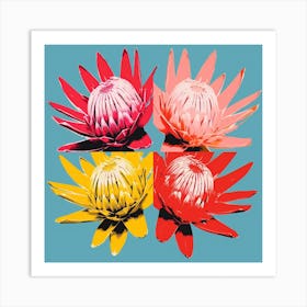 Andy Warhol Style Pop Art Flowers Protea 1 Square Art Print