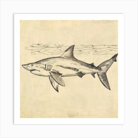 Smallscale Cookiecutter Shark Vintage Illustration 5 Art Print