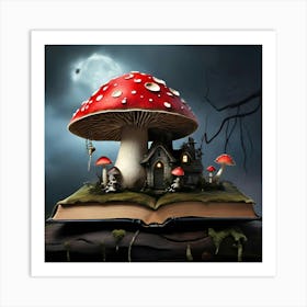 Mushroom House On A Book Art Print