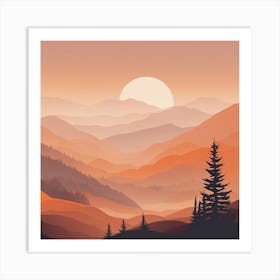 Misty mountains background in orange tone 39 Art Print