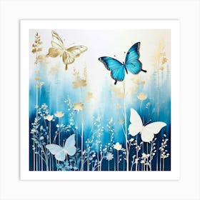 Blue Butterflies Art Print