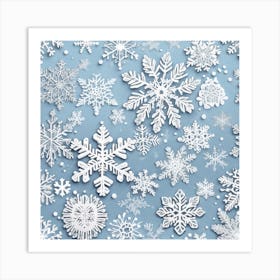 Realistic Snow Flakes Flat Surface Pattern For Background Use Ultra Hd Realistic Vivid Colors Hi (6) Art Print