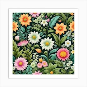 Floral Seamless Pattern 19 Art Print