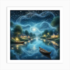 Night At The Lake Art Print