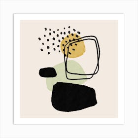 Abstract Brushstrokes And Square Square Art Print