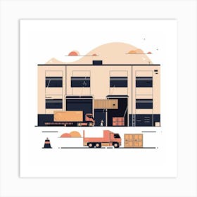 Warehouse Vector Illustration Art Print