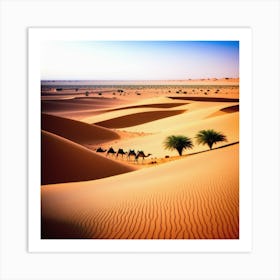 Camels In The Desert Art Print