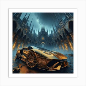 Golden Lamborghini 32 Art Print