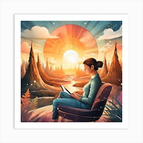 Woman Reading A Book Art Print