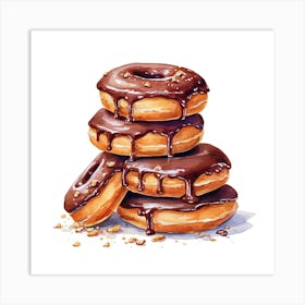 Stack Of Chocolate Donuts 3 Art Print