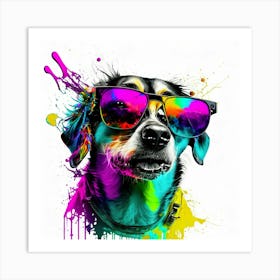Colourful Dog Sunglasses (68) Art Print