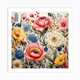 Watercolor Flowers 14 Art Print