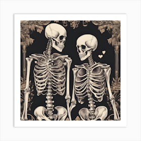 Skeleton Lovers 2 Art Print