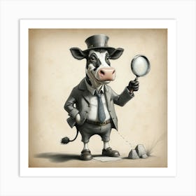 Cow Detective Art Print