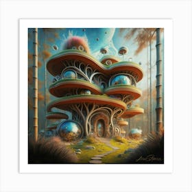 Huge colorful futuristic house design with vibrant details 11 Art Print