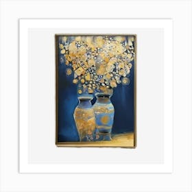 Gold And Blue Vases Art Print