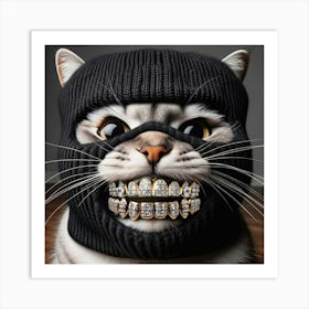 Cat With Gold Teeth Art Print