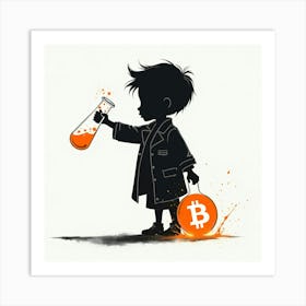 Bitcoin Child Playing Test tube Art Print