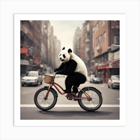 Panda Bear On A Bicycle Art Print