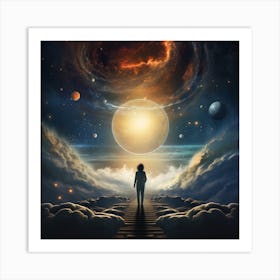 Dreaming Woman In Space Art Print