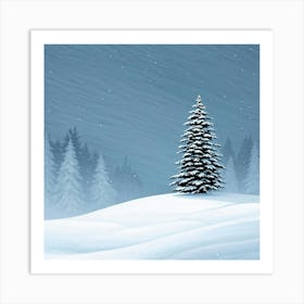 A Serene Winter Landscape Under A Subdued Grey Sky Snow Blankets A Fir Tree Frost Glistens On Surr Art Print