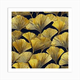 Gold Ginkgo Leaves Art Print