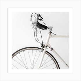 White Minimal Bicycle Square Art Print