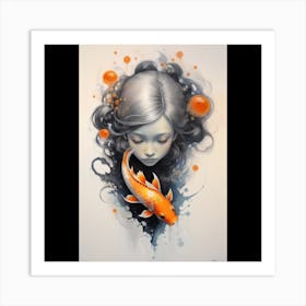 Koi Girl Art Print