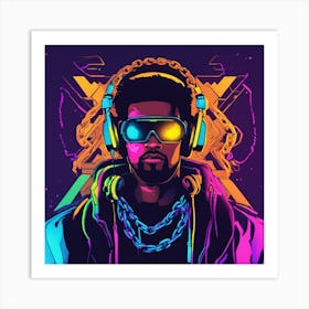 Man With Headphones Art Print