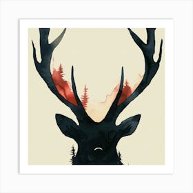 Deer Head Antlers Art Print