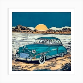 Car In The Desert Art Print