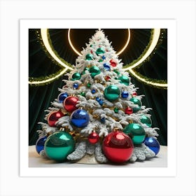 A Stunningly Detailed 3d Render Of A Majestic Snow White Christmas Tree 1 Art Print