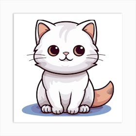 Cute White Cat Art Print