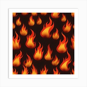 Flames On Black Background 4 Art Print