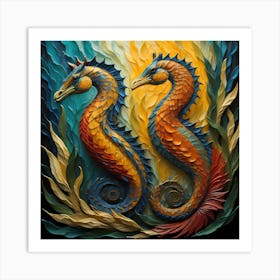 Seahorses with Kelp Art Print