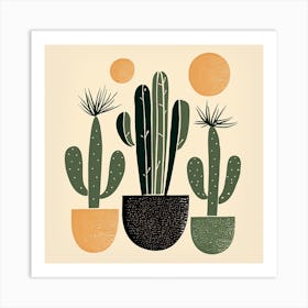 Rizwanakhan Simple Abstract Cactus Non Uniform Shapes Petrol 90 Art Print
