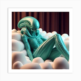 Alien Relaxing In Cloud Sofa Art Print